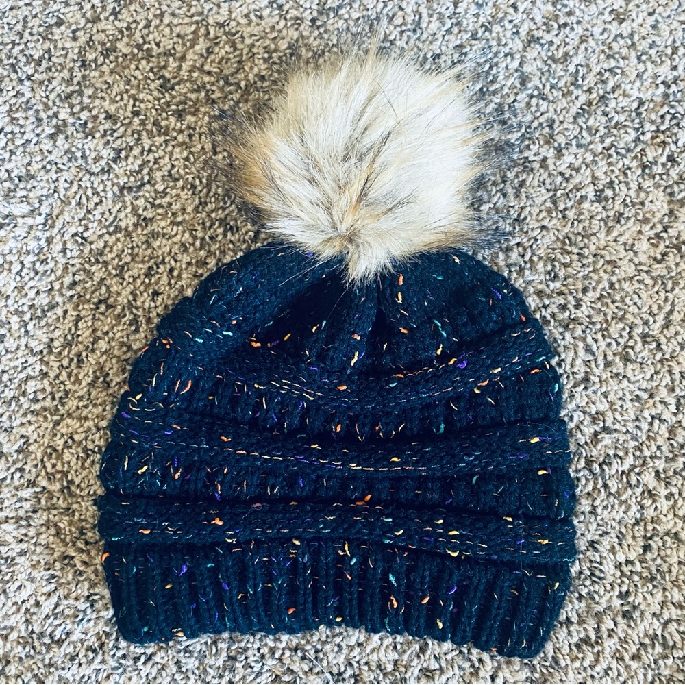 Colorful Beanie With A Pom.